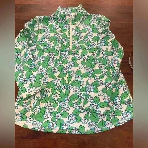 TALBOTS COZY HALF-ZIP PULLOVER - FLORAL FIELDS SPF 50 SIZE XL - Picture 1 of 10